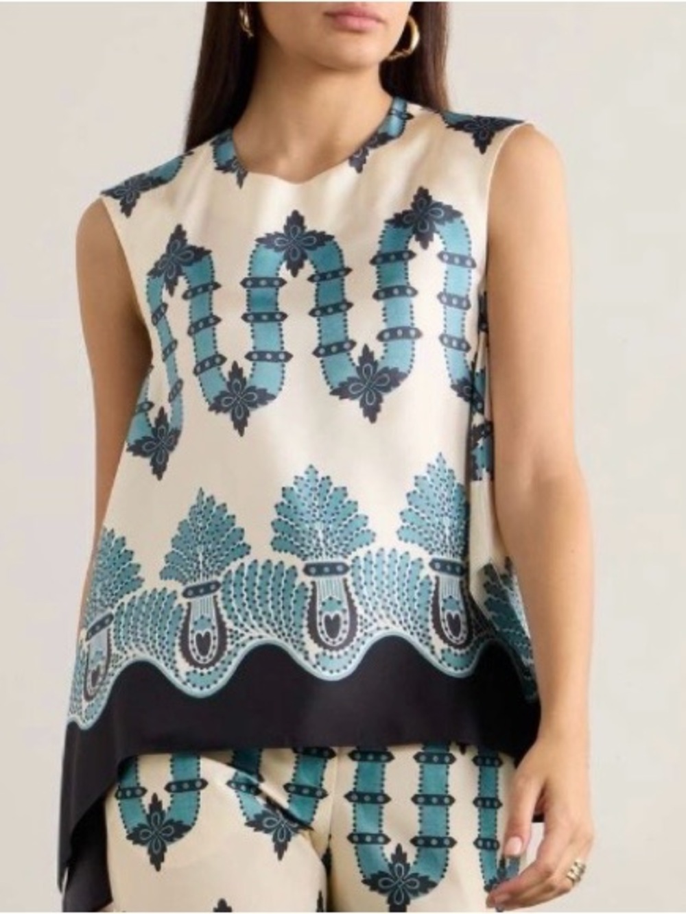 la DoubleJ silk dan Carlo top M blue print sleeveless tunic made in Italy